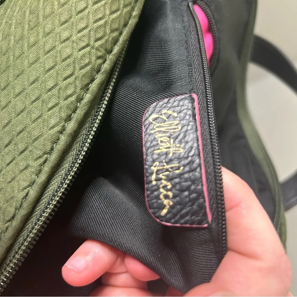 Elliott Lucca Olvera Neoprene Metro Backpack Diamond-Print Olive Green - Picture 8 of 8